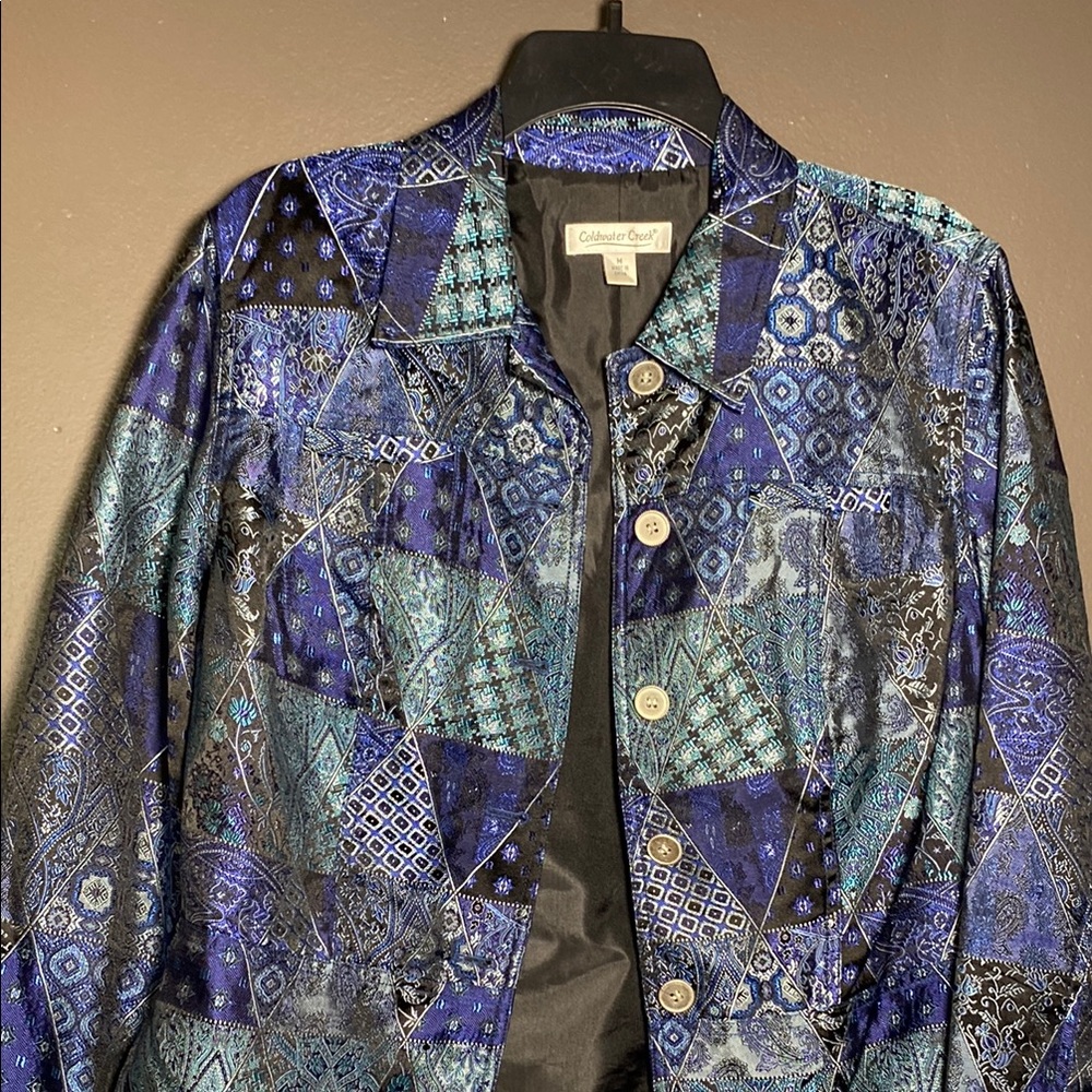 Coldwater Creek Blue Patchwork Design Jacket - image 1